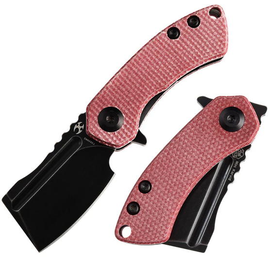 Kansept Mini Korvid Flipper Folding Knife, 154CM Black, Micarta Red, T3030M2