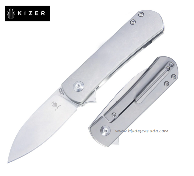Kizer Yorkie Flipper Framelock Knife, CPM S35VN, Titanium Grey, 3525A3