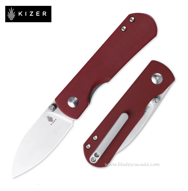 Kizer Yorkie Folding Knife, M390, Micarta Red, 3525S1
