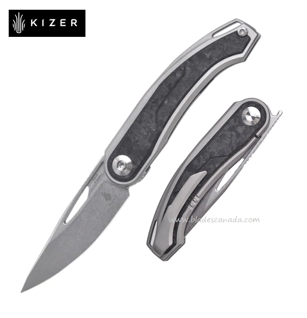Kizer Apus Flipper Framelock Knife, CPM S35VN, Titanium Carbon Fiber, 3554A1