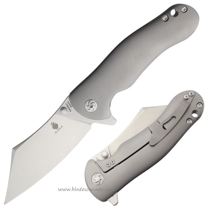 Kizer Zugang Flipper Framelock Knife, S35VN, Titanium Grey, 4439A1