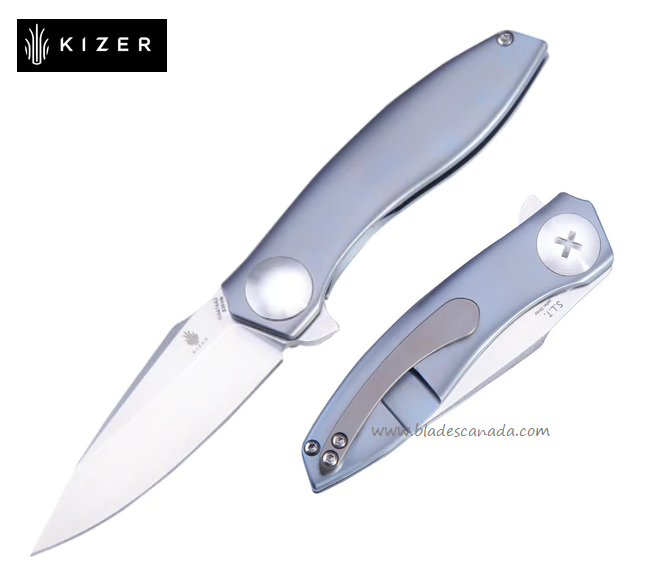 Kizer S.L.T Flipper Framelock Knife, CPM S35VN, Titanium Blue, 4474A3