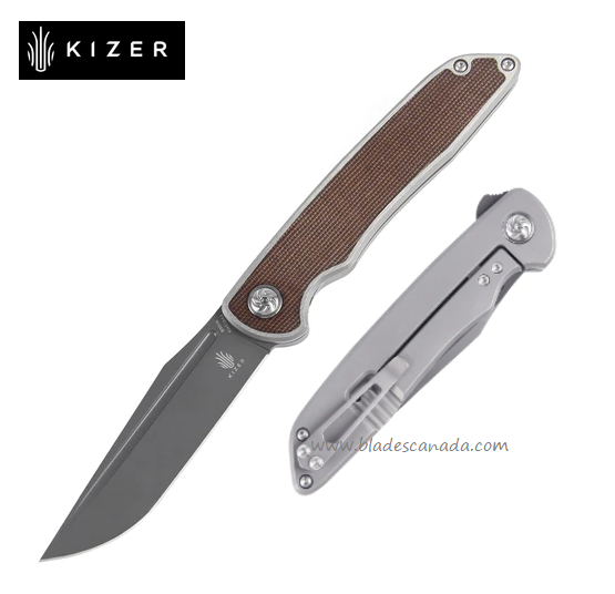 Kizer Matanzas Flipper Framelock Knife, CPM S35VN Black, Titanium/Micarta, 4510A3
