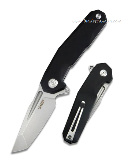 Kubey Carve Fipper Folding Knife, AUS10, G10 Black, KB237G