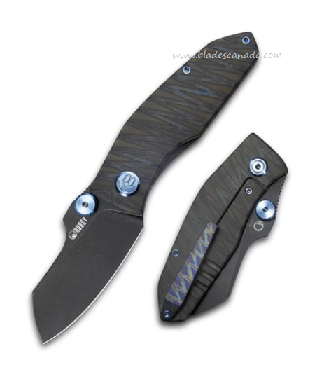 Kubey Monsterdog Framelock Folding Knife, M390 Black, Titanium Black Flame, KB285E