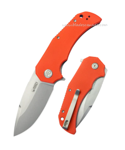 Kubey Bravo One Flipper Folding Knife, AUS10, G10 Orange, KU319B