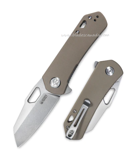 Kubey Duroc Flipper Folding Knife, AUS10, G10 Tan, KU332K
