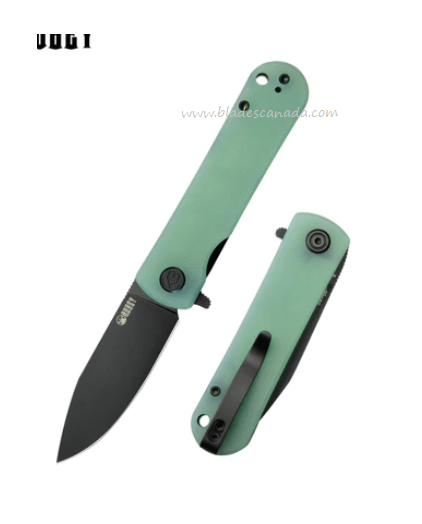 Kubey NEO Flipper Folding Knife, AUS10 Black, G10 Jade, KU371D