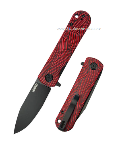 Kubey NEO Flipper Folding Knife, AUS10, G10 Black/Red, KU371F