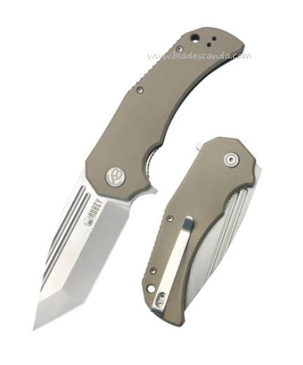 Kubey Bravo One Folding Knife, AUS10, G10 Tan, KU318C