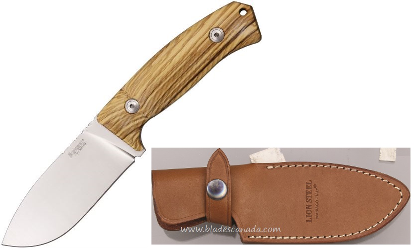 Lion Steel M3UL Hunter Fixed Blade Knife, Niolox Steel, Olive Wood
