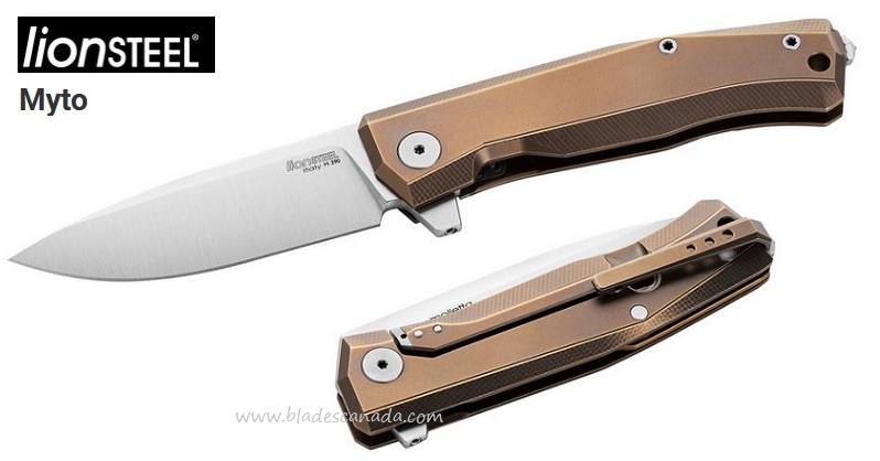 Lion Steel Myto Flipper Framelock Knife, M390, Titanium Bronze, MT01 BR