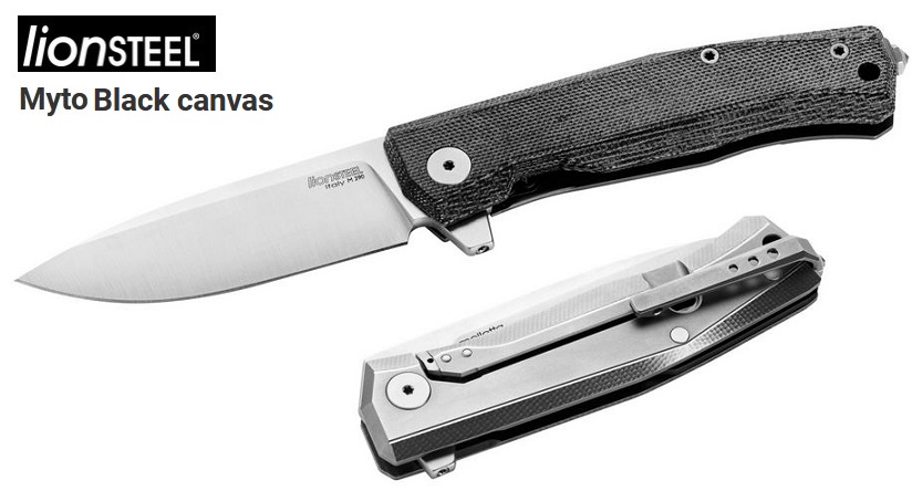 Lion Steel Knives Myto Flipper Framelock Folder, M390 Steel, Micarta Handle, LSTMT01CVB