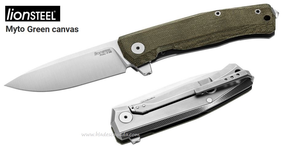 Lion Steel Myto Flipper Framelock Knife, M390, Micarta/Titanium, LSTMT01CVG