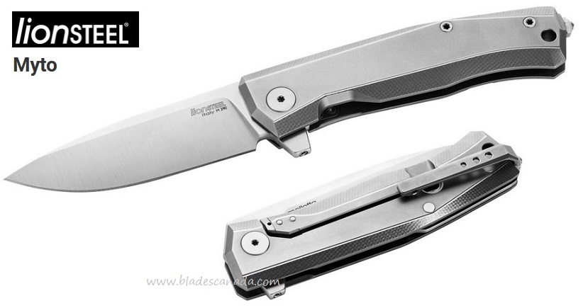 Lion Steel Myto Flipper Framelock Knife, M390, Titanium Blue, LSTMT01GY