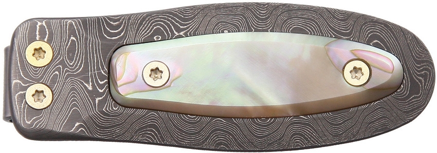 Lion Steel Money Clip, Damascus, Mother of Pearl Inlay