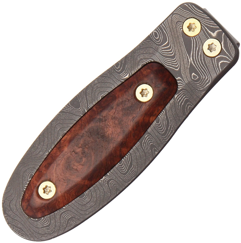 Lion Steel Money Clip Damascus with Brierwood - Click Image to Close