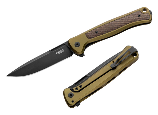 Lion Steel Skinny SK01A GB Flipper Framelock Knife, CPM MagnaCut Black, Aluminum Green/Micarta Green