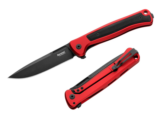 Lion Steel Skinny SK01A RB Flipper Framelock Knife, CPM MagnaCut Black, Aluminum Red/Micarta Black