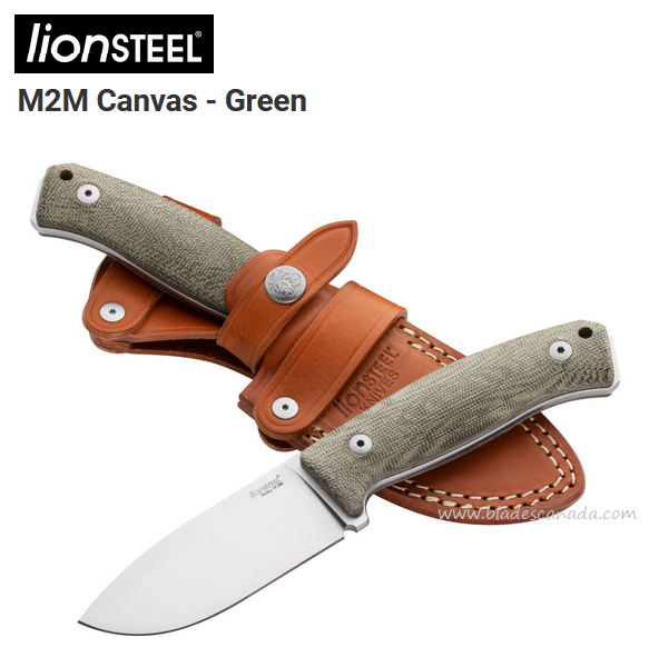 Lion Steel M2M CVG Hunter Fixed Blade Knife, M390 Satin, Micarta Green