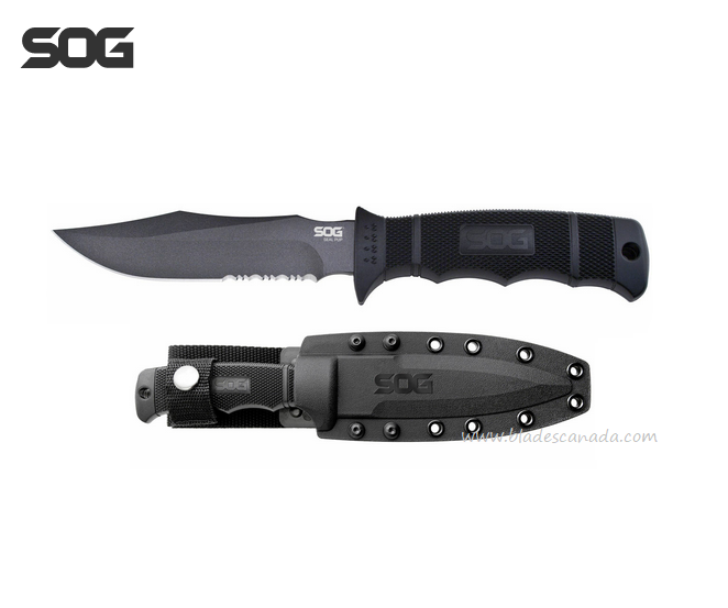 SOG Seal Pup Fixed Blade Knife, AUS 8, GRN Black, Nylon Sheath, M37K