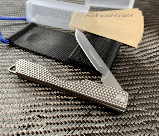 Maratac Oversized Folding Craft Scalpel Knife w/Case and Spare Blades, Titanium, 082