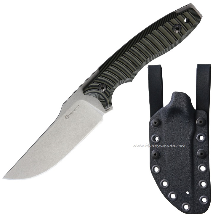 Maserin Italy LEO Fixed Blade Knife, N690, G10 Green/Black
