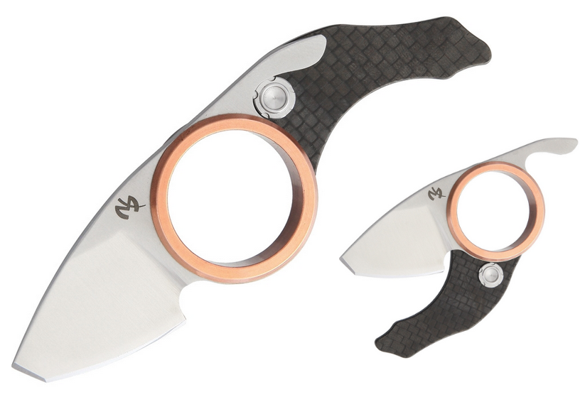 Max The Cool Copper Ring Folding Knife, D2 Tanto, Carbon Fiber, MAXKCC