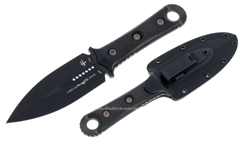 Microtech SDB Fixed Blade Knife, M390 Black, Carbon Fiber, 201-1DLCCFS