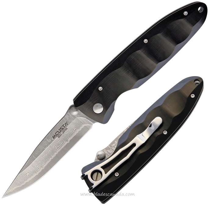 Mcusta Folding Knife, Damscus Steel, Pakkawood Handle, MCU17D