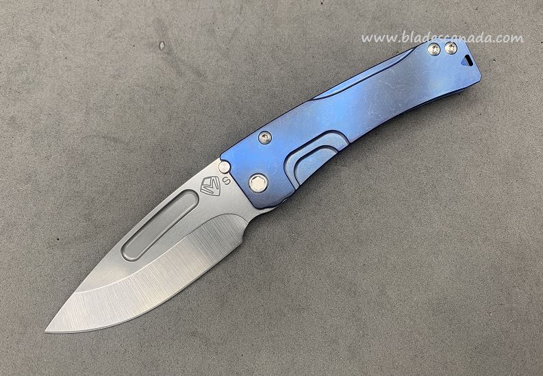 (Discontinued) Medford Slim Midi Framelock Folding Knife, S35VN Tumble, Titanium Blue Ano