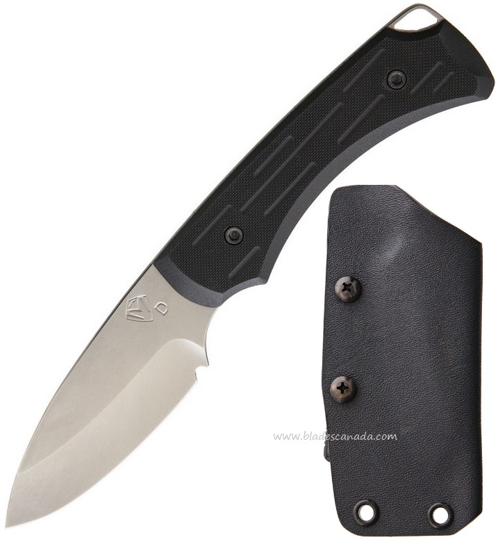 (Discontinued) Medford 'The Colonial' Fixed Blade Knife, D2 NP3 Finish, G10 Black, Kydex Sheath