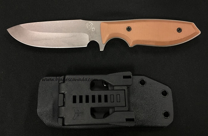(Discontinued) Medford Huntsman Strapper Fixed Blade Knife, D2 NP3 Finish, G10 Coyote, Kydex Sheath