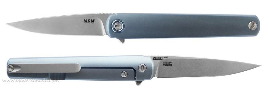 MKM Maniago Knives Flame Framelock Folder, M390 Steel, Blue Titanium Handle, FL01-TBSW