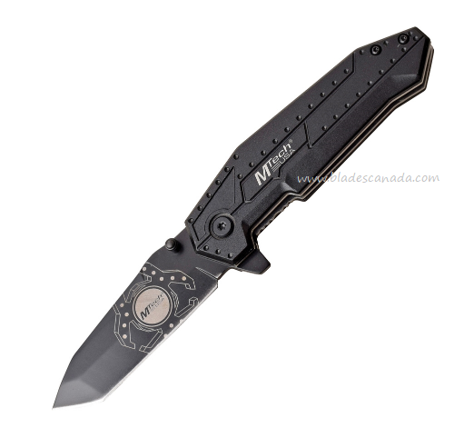 Mtech Flipper Folding Knife, Black Blade, Aluminum Black, MT1069BK
