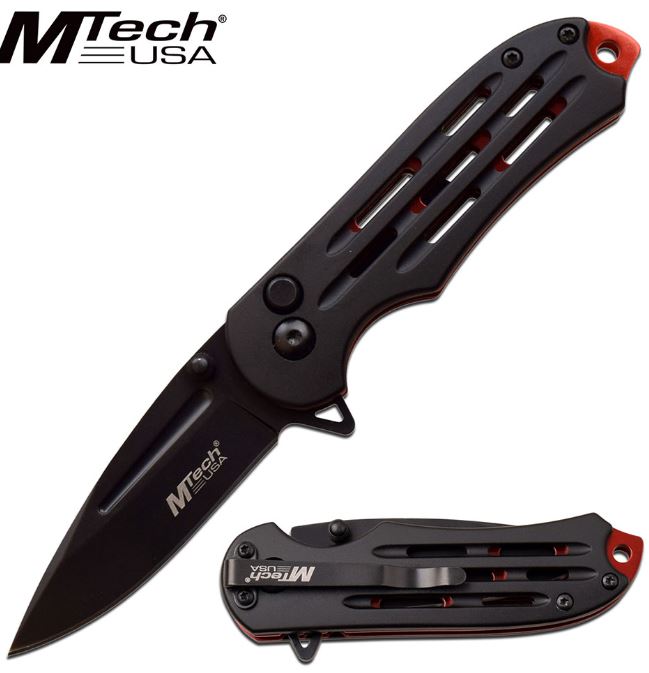Mtech 1120RD Flipper Folding Knife, Aluminum Black