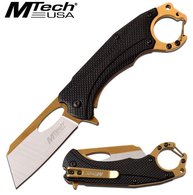 Mtech Knives Flipper Linerlock Folder, Black Aluminum Handle, Assisted Opening, MTA1028BK