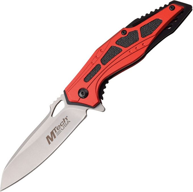 Mtech Knives Linerlock Flipper Folder, Red Aluminum Handle, Assisted Opening, MTA1061RD