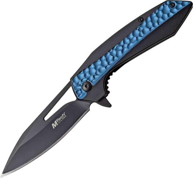 Mtech Knives Linerlock Flipper Folder, Blue Aluminum Handle, Assisted Opening, MTA1090BL