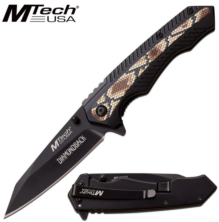 Mtech Knives Snake Flipper Folding Knife, Aluminum Handle, Assisted Opening, MTA1112TN - Click Image to Close