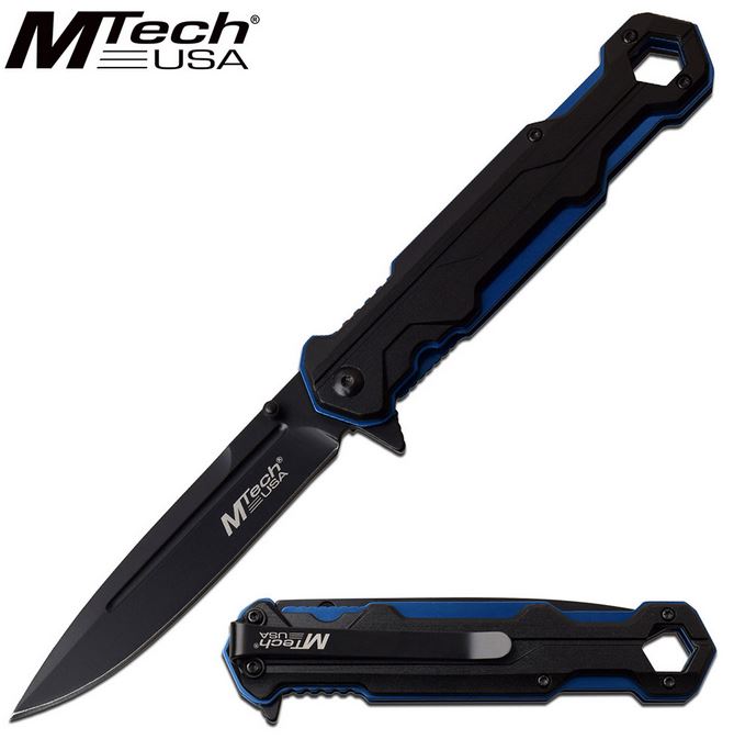 Mtech Knives Flipper Folder, Aluminum Handle, Assisted Opening, MTA1128BL