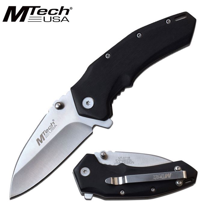 Mtech A1158BK Flipper Folding Knife, Assisted Opening, Pakkawood - Click Image to Close