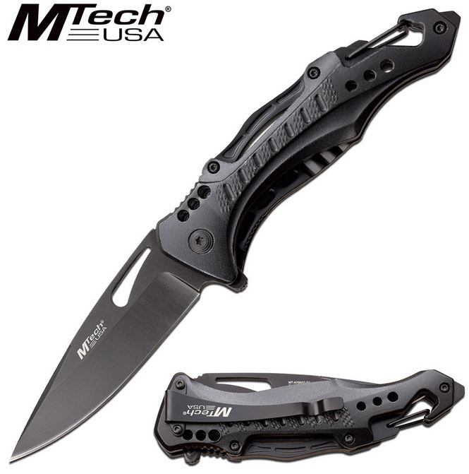 Mtech A705G2BK Flipper Folding Knife, Assisted Opening, Aluminum Black