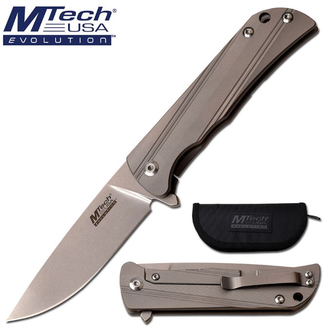Mtech Knives Evolution Flipper Framelock D2, Titanium Handle, EFDR021GY