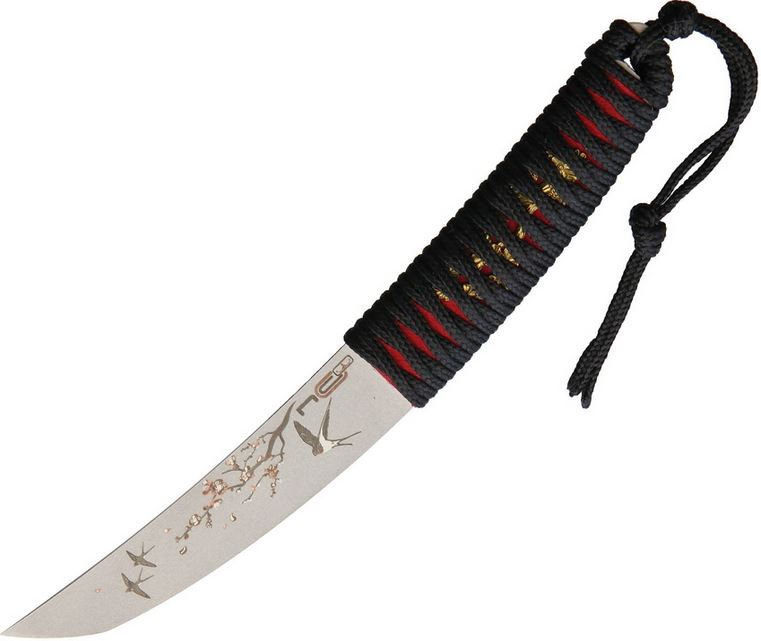 N.C. Customs Haruko Fixed Blade Tanto Knife, AUS8 Steel, Black Leather Sheath, NCC060