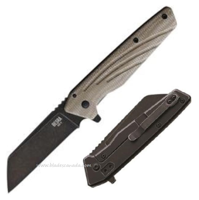 OKC Besra Flipper Framelock Knife, AUS 8, Micarta/Stainless, 9000