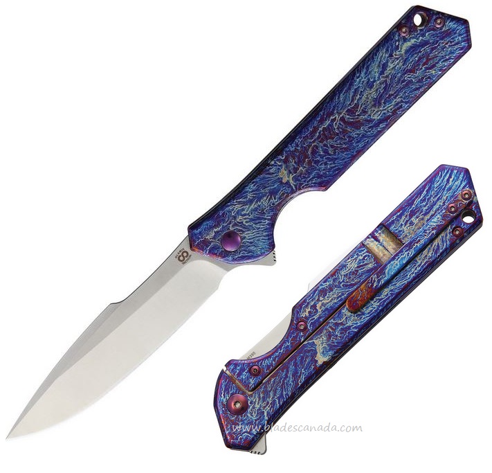 Olamic Rainmaker Flipper Framelock Knife, M390, Titanium Entropic Blue, 96163