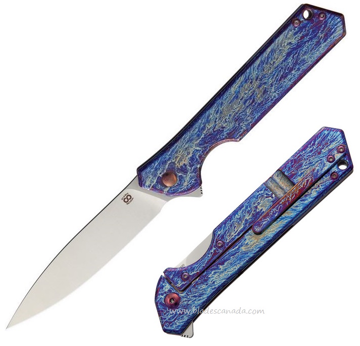 Olamic Rainmaker Flipper Framelock Knife, M390, Titanium Entropic Blue, 96164