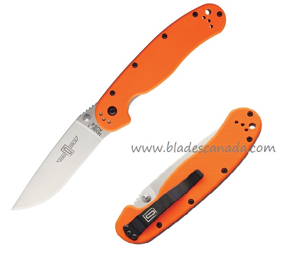 OKC Rat 1 Folding Knife, AUS 8 Plain Edge, Orange Handle, 8848OR - Click Image to Close