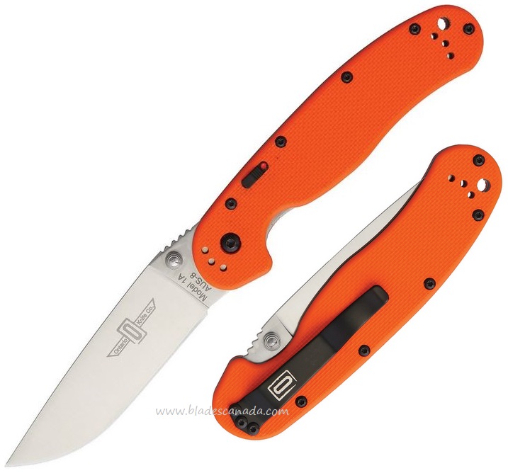 OKC RAT 1A SP Folding Knife, Assisted Opening, AUS 8 3.5", Orange Handle, 8870OR